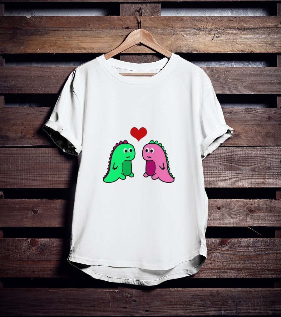 LaurDIY Green And Pink Dinosaur Heart T-Shirt
