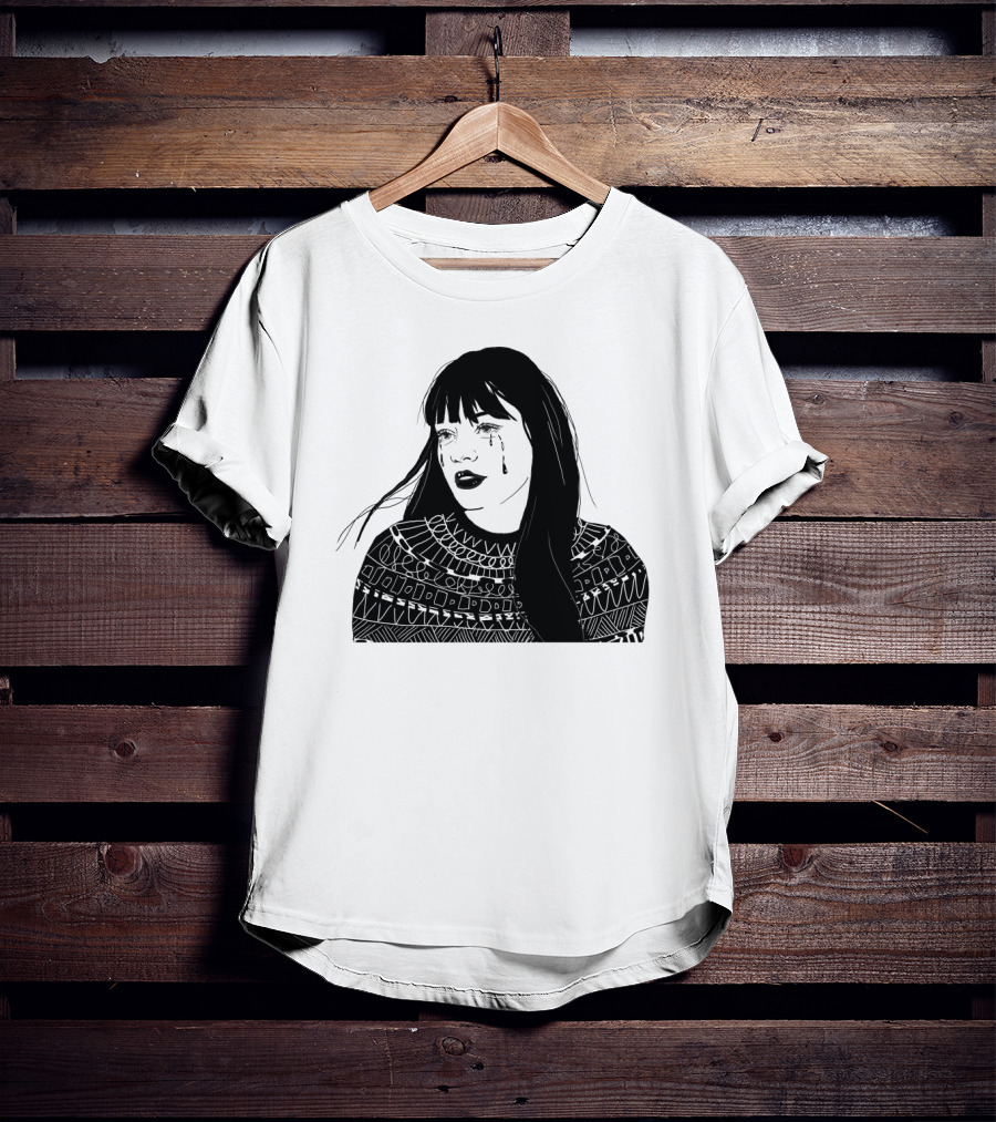 Druck Crying Woman T-Shirt