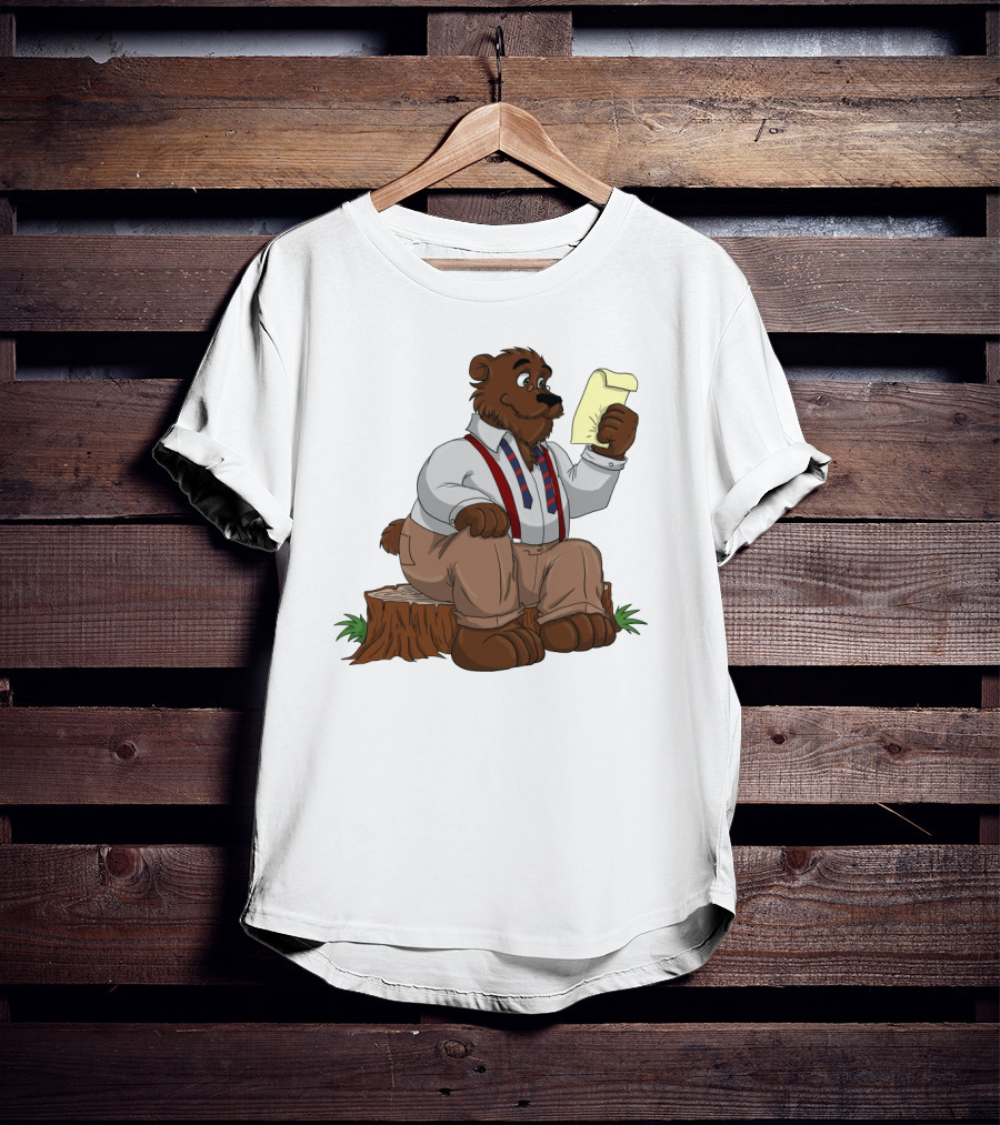 Papa Bear Reading Note Iconic Cartoon T-Shirt