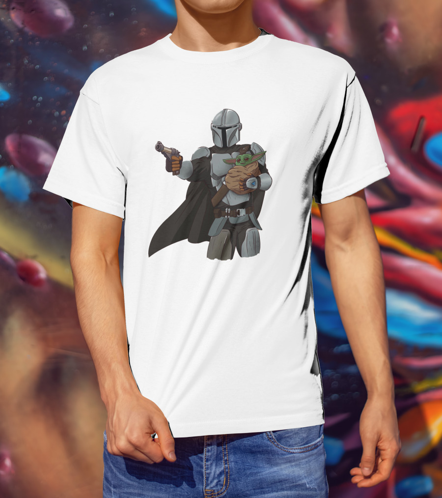 Dadalorian Star Warrior Protector With Child Alien Sidekick T-Shirt