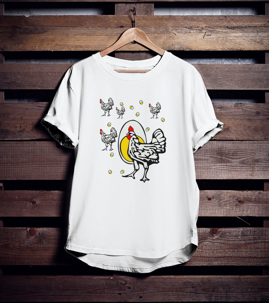 Roseanne Chicken Egg And Yellow Bubbles Motif T-Shirt