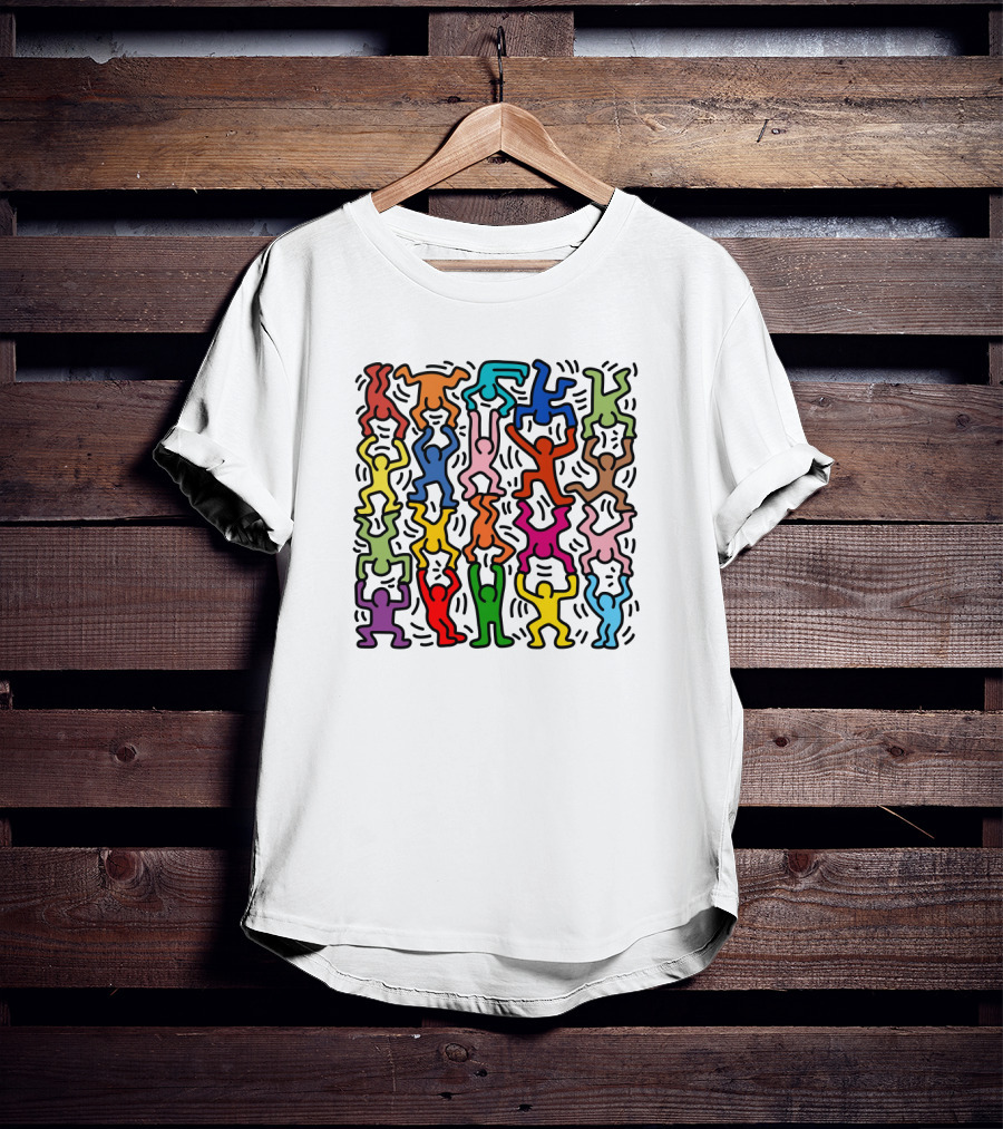 Keith Haring Multicolored Dancing Figures T-Shirt
