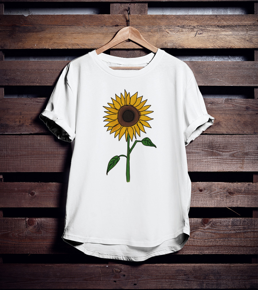Sunflower Drawing Floral Botanical Nature T-Shirt