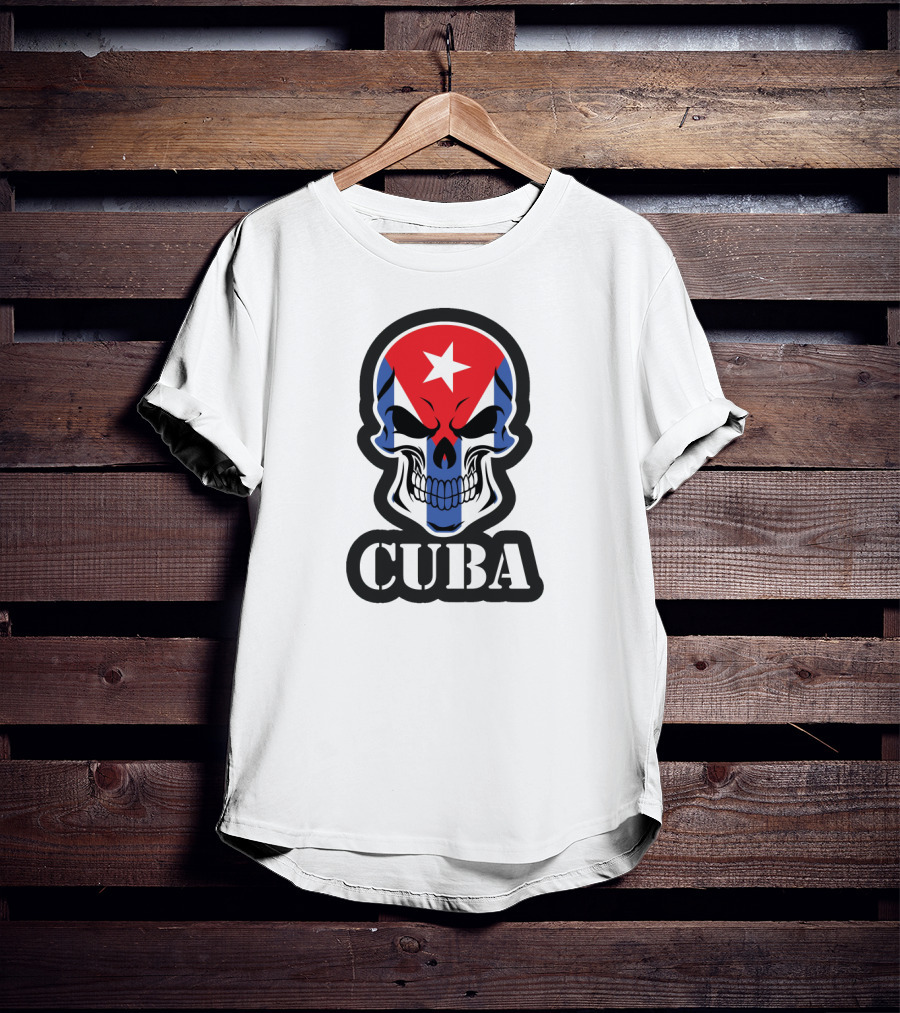 Cuba Skull With Cuban Flag And Star T-Shirt