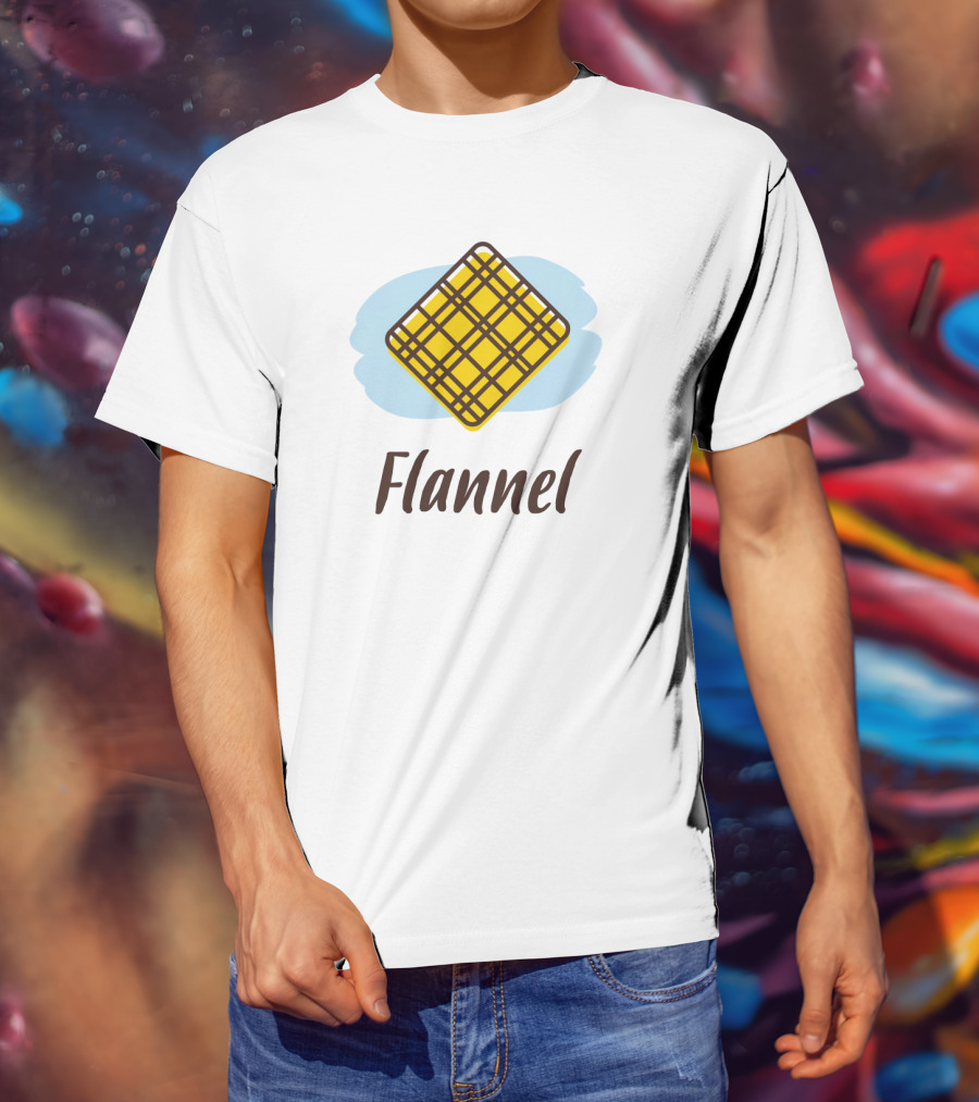 Flannel Yellow Plaid Pattern With Blue Background T-Shirt