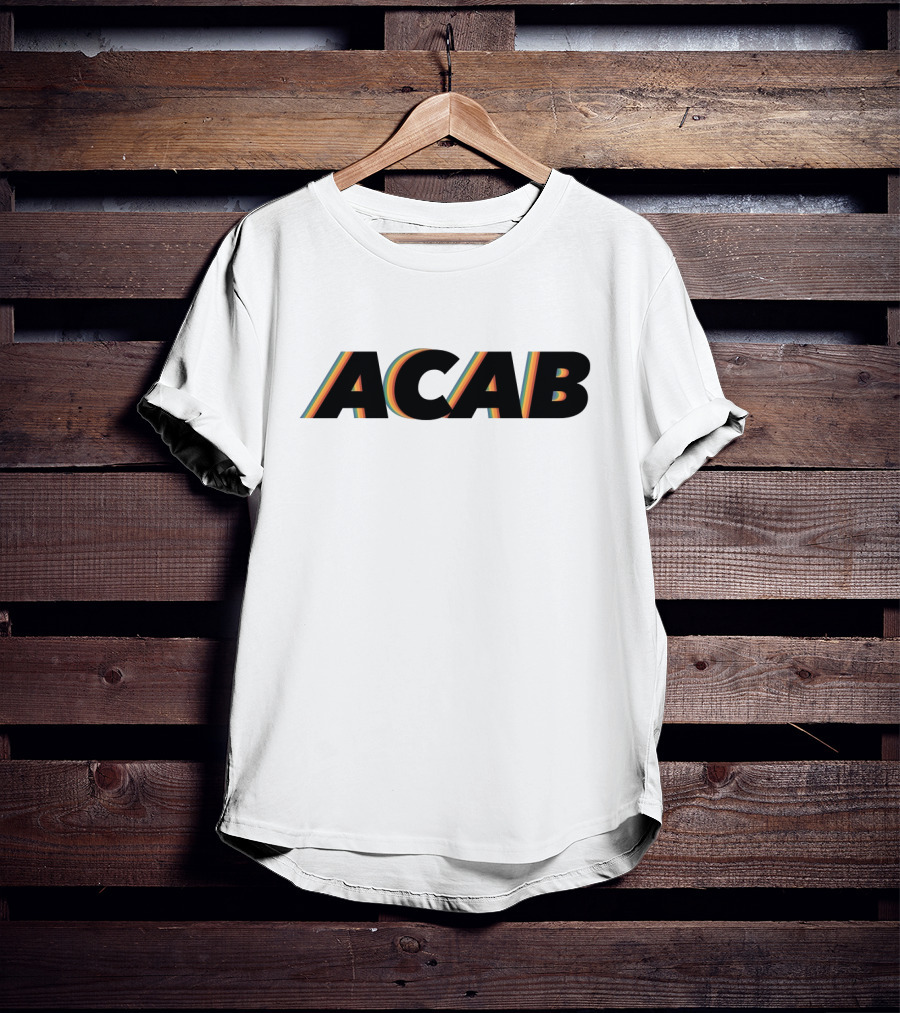 ACAB Retro Style Text With Multicolor Stripes T-Shirt