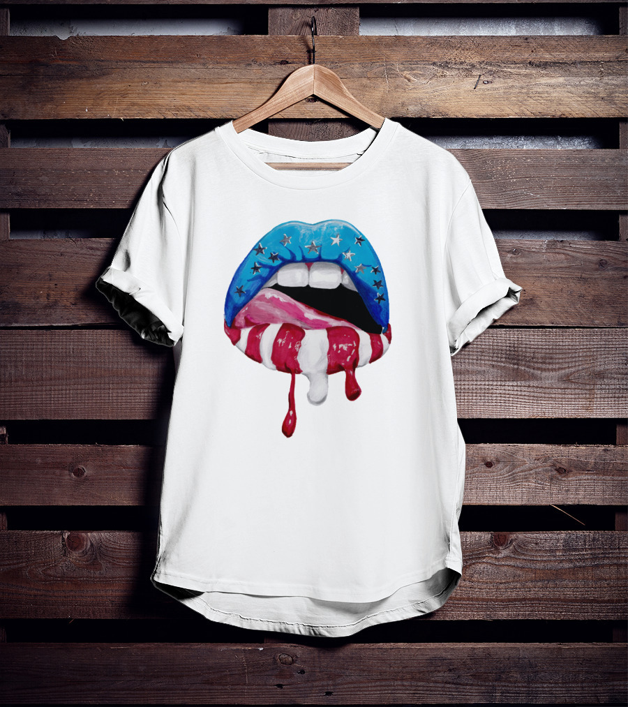 'Merica Lips Stars And Stripes USA Flag T-Shirt