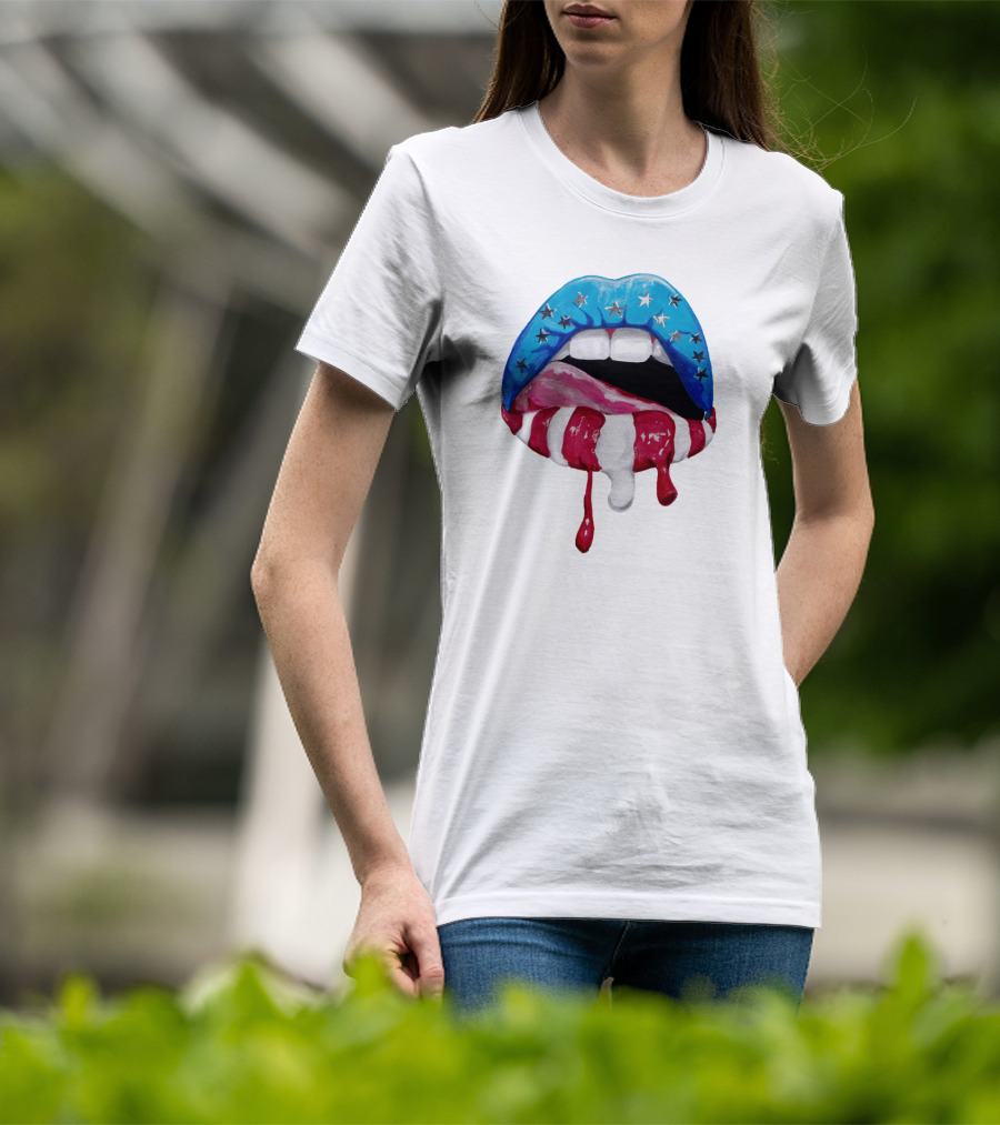 'Merica Lips Stars And Stripes USA Flag T-Shirt