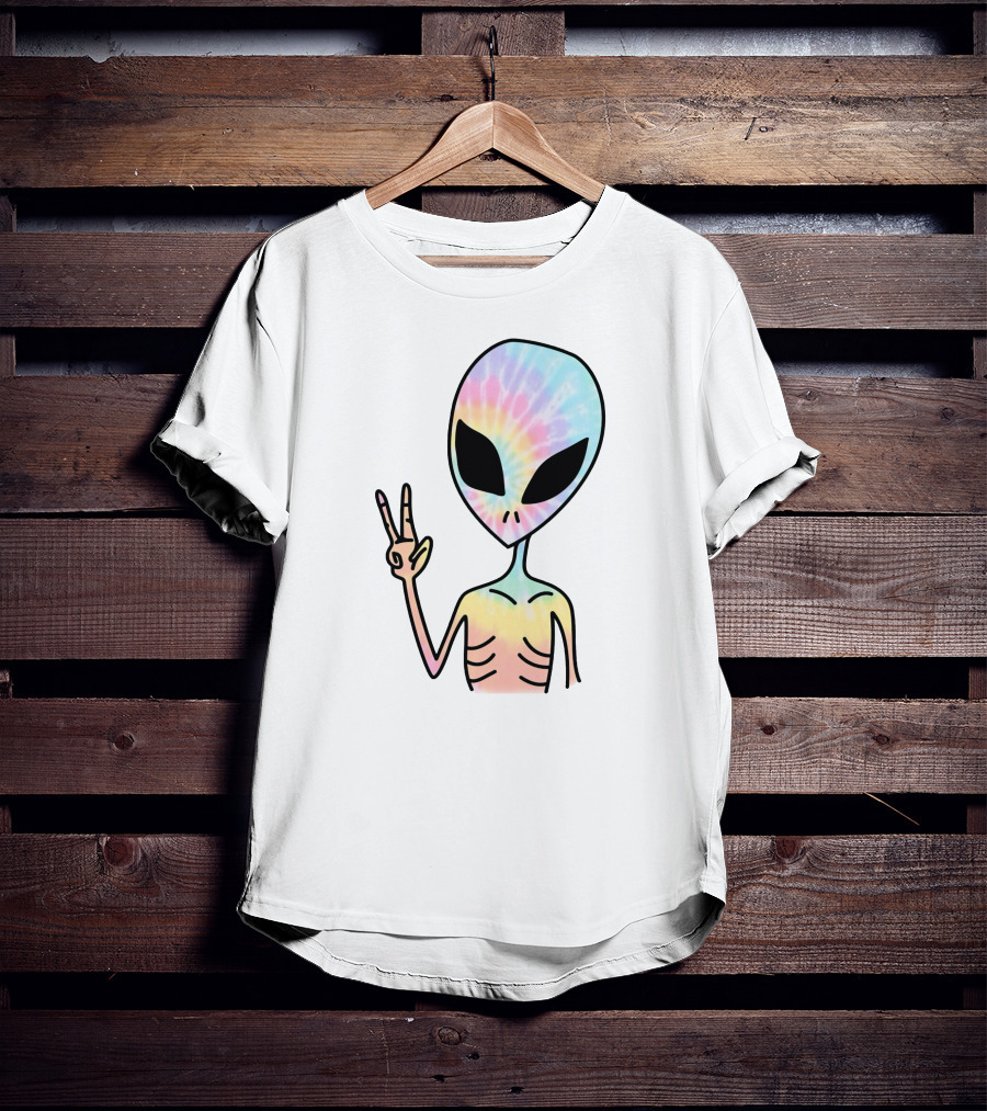 Peace Sign Tie Dye Alien T-Shirt