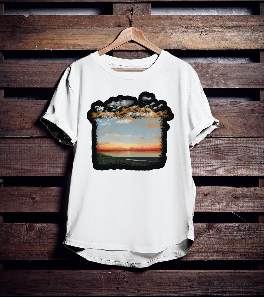 Big Assawoman Bay Sunset Landscape Scene T-Shirt