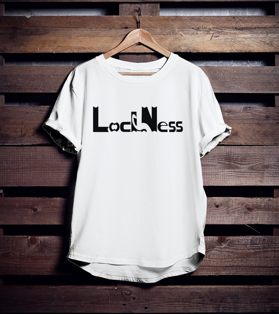 Loch Ness Monster Silhouette Typography T-Shirt