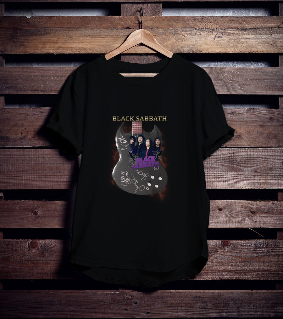 Black Sabbath Guitar Signatures And Band Members Image T-Shirt