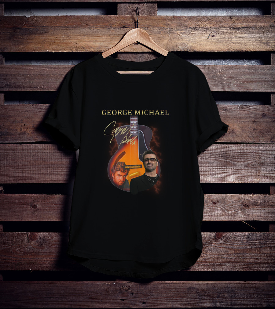 George Michael Signature Guitar Collage T-Shirt