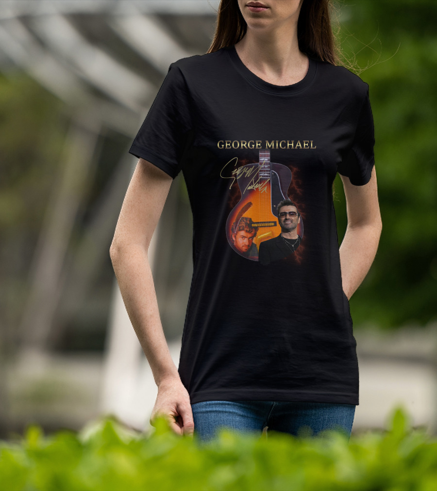 George Michael Signature Guitar Collage T-Shirt