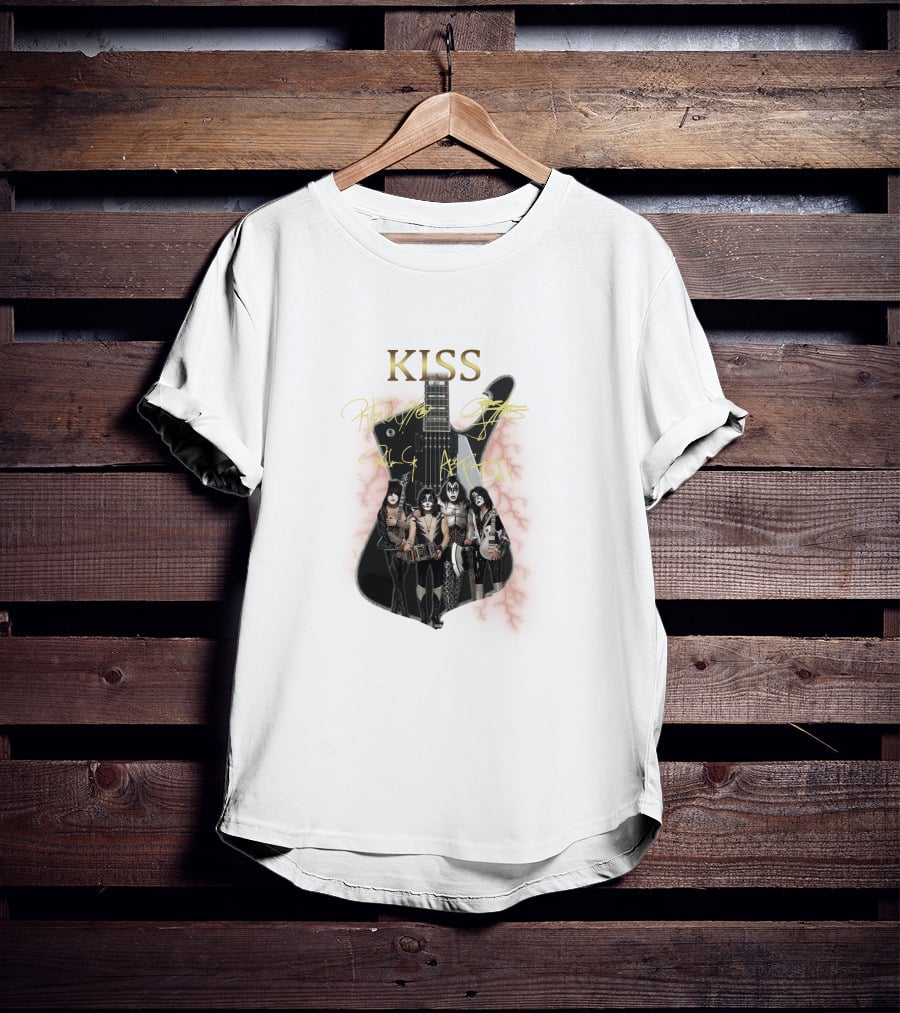 Kiss Electric Guitar With Band Members T-Shirt
