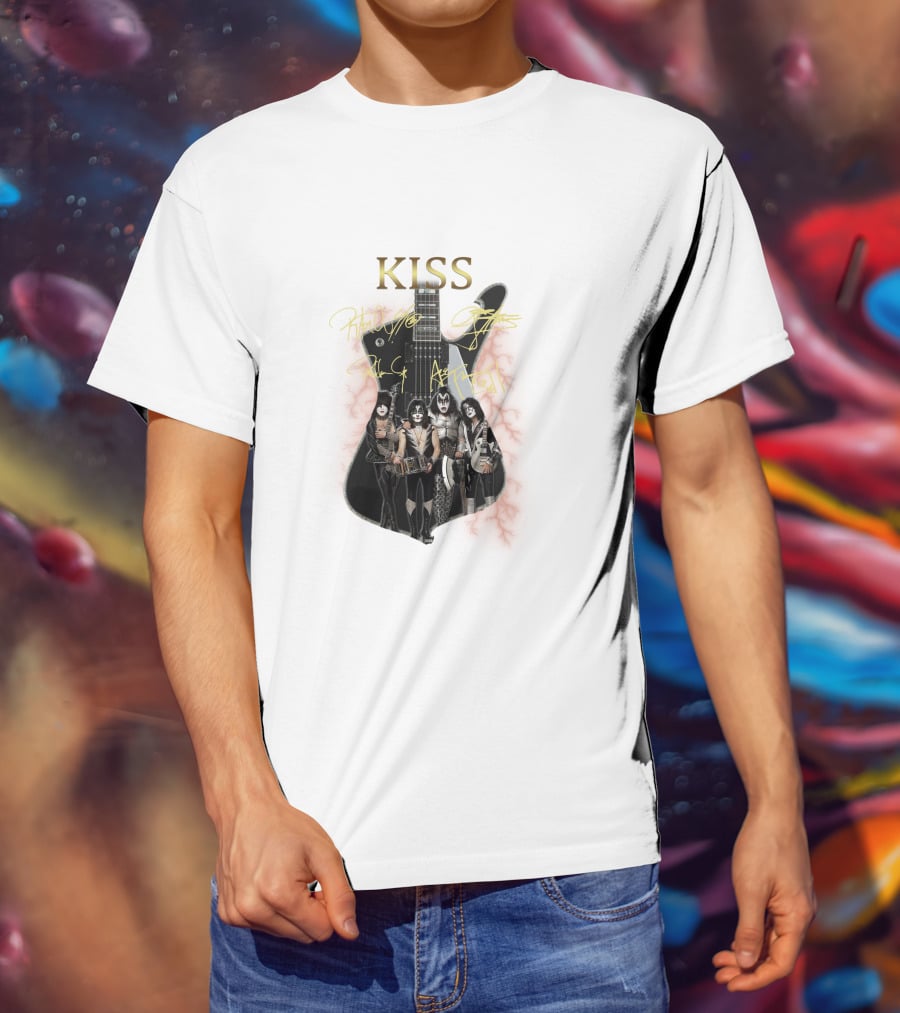 Kiss Electric Guitar With Band Members T-Shirt