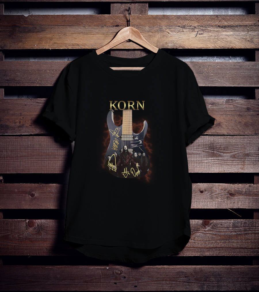 Korn Band Electric Guitar With Members Image T-Shirt