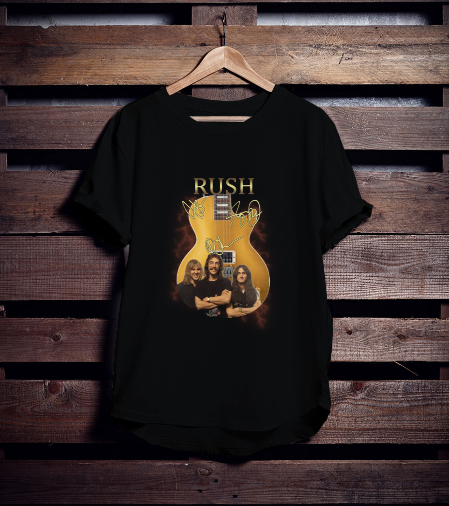 Rush Signature Guitar With Band Members And Autographs T-Shirt