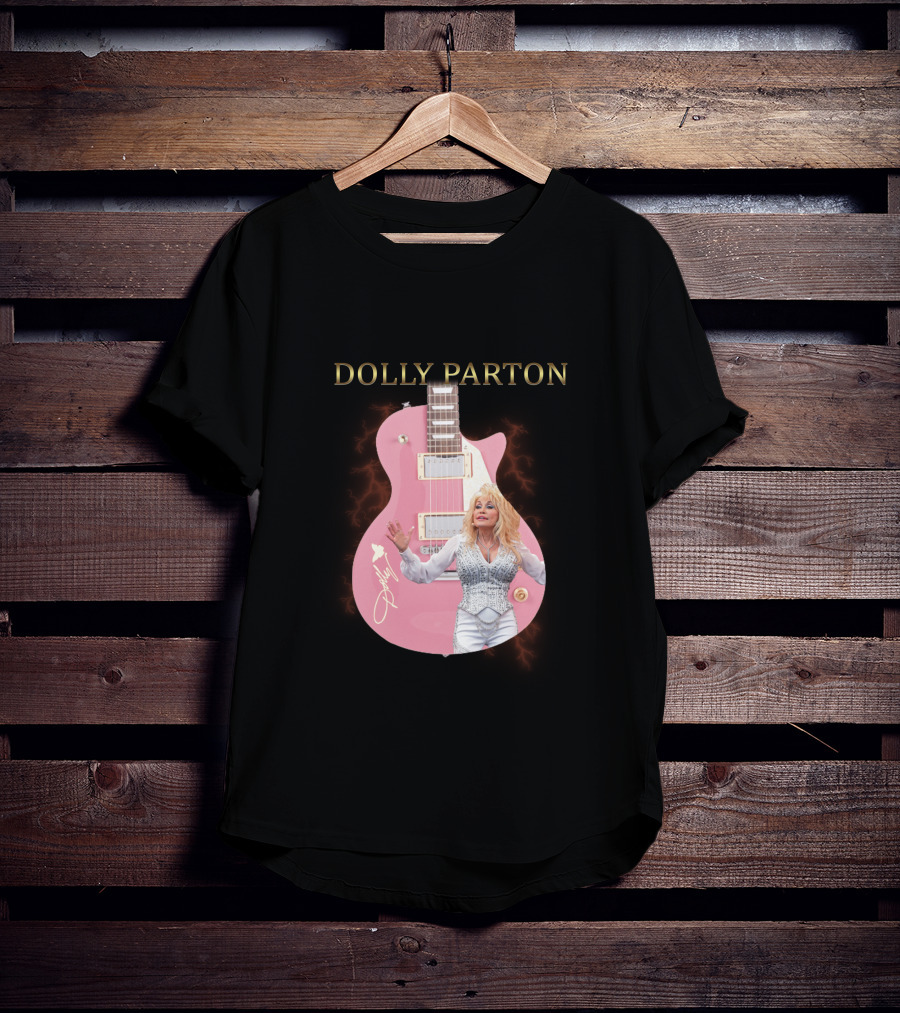 Dolly Parton Pink Guitar Signature T-Shirt