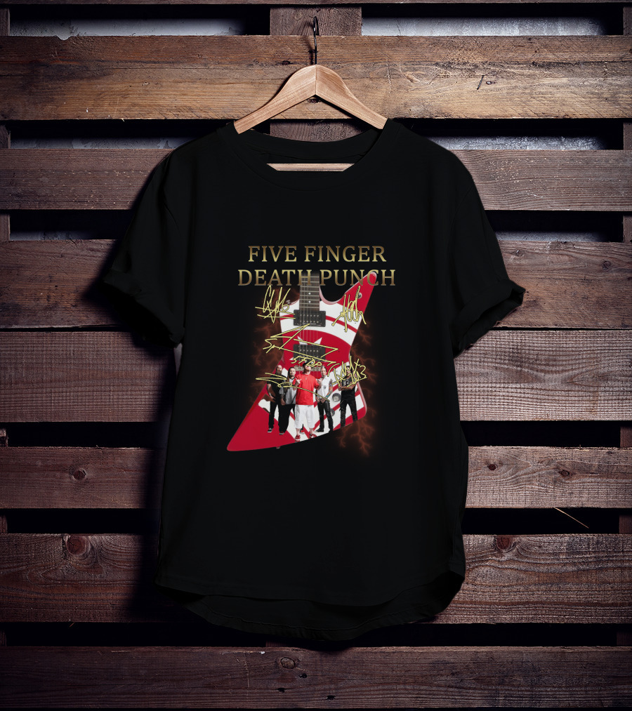 Five Finger Death Punch Signature Guitar Band Autograph T-Shirt