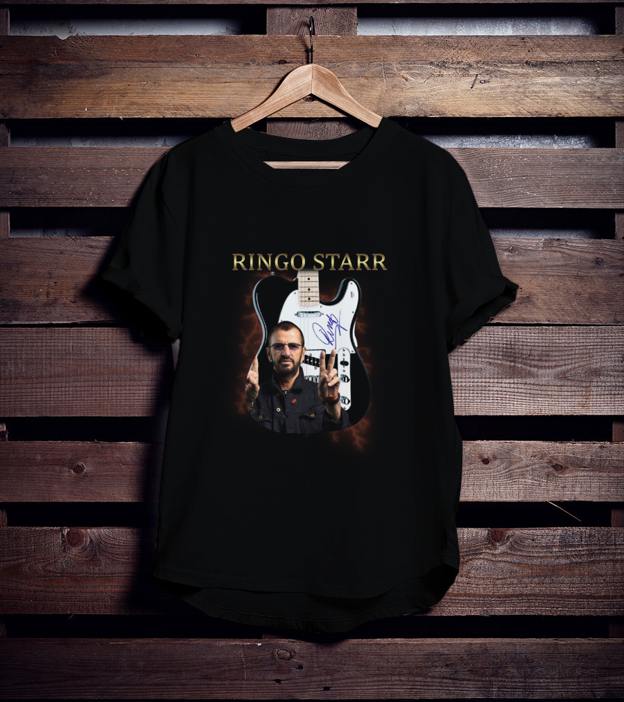 Ringo Starr Signature Guitar With Peace Sign Image T-Shirt