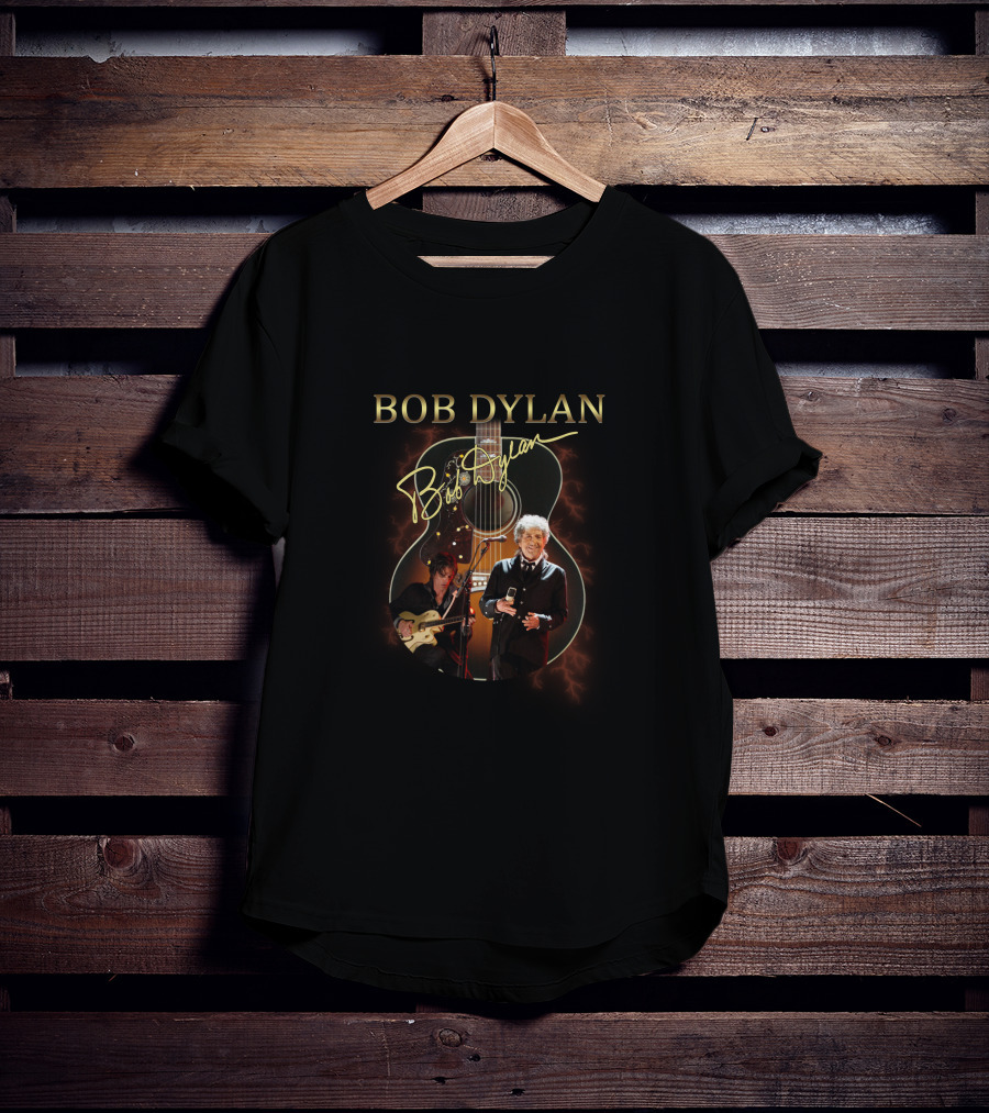 BOB DYLAN Signature Guitar Concert Performance T-Shirt