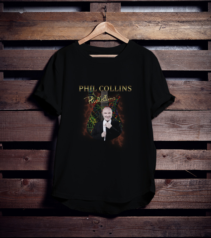 PHIL COLLINS Signature With Colorful Guitar Background T-Shirt
