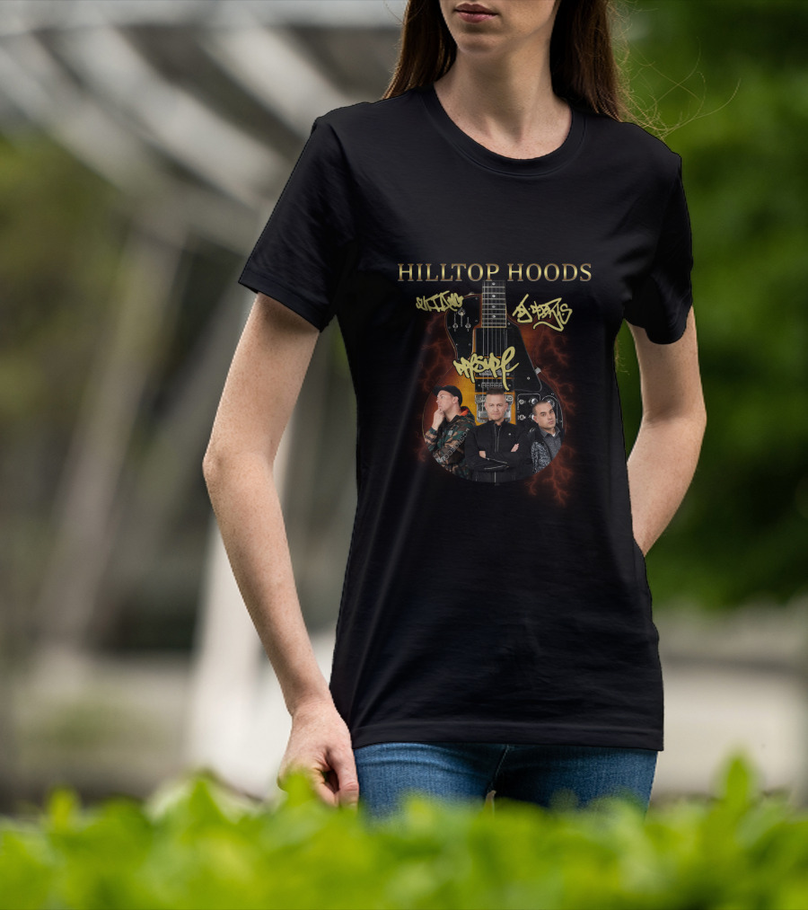 Hilltop Hoods Guitar Graffiti Art And Group Photo T-Shirt