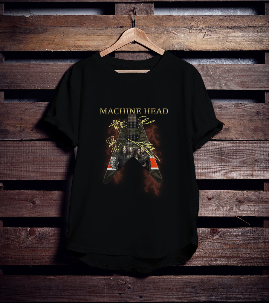 MACHINE HEAD Electric Guitar With Band Signatures T-Shirt