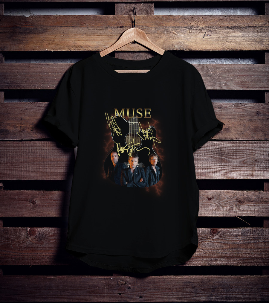 MUSE Band Guitar Autograph Design With Members T-Shirt