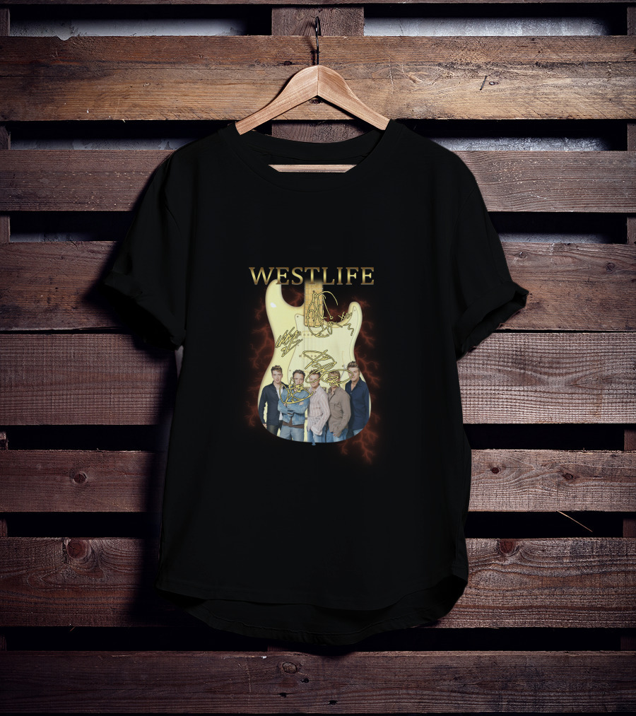 Westlife Guitar And Band Members Montage T-Shirt
