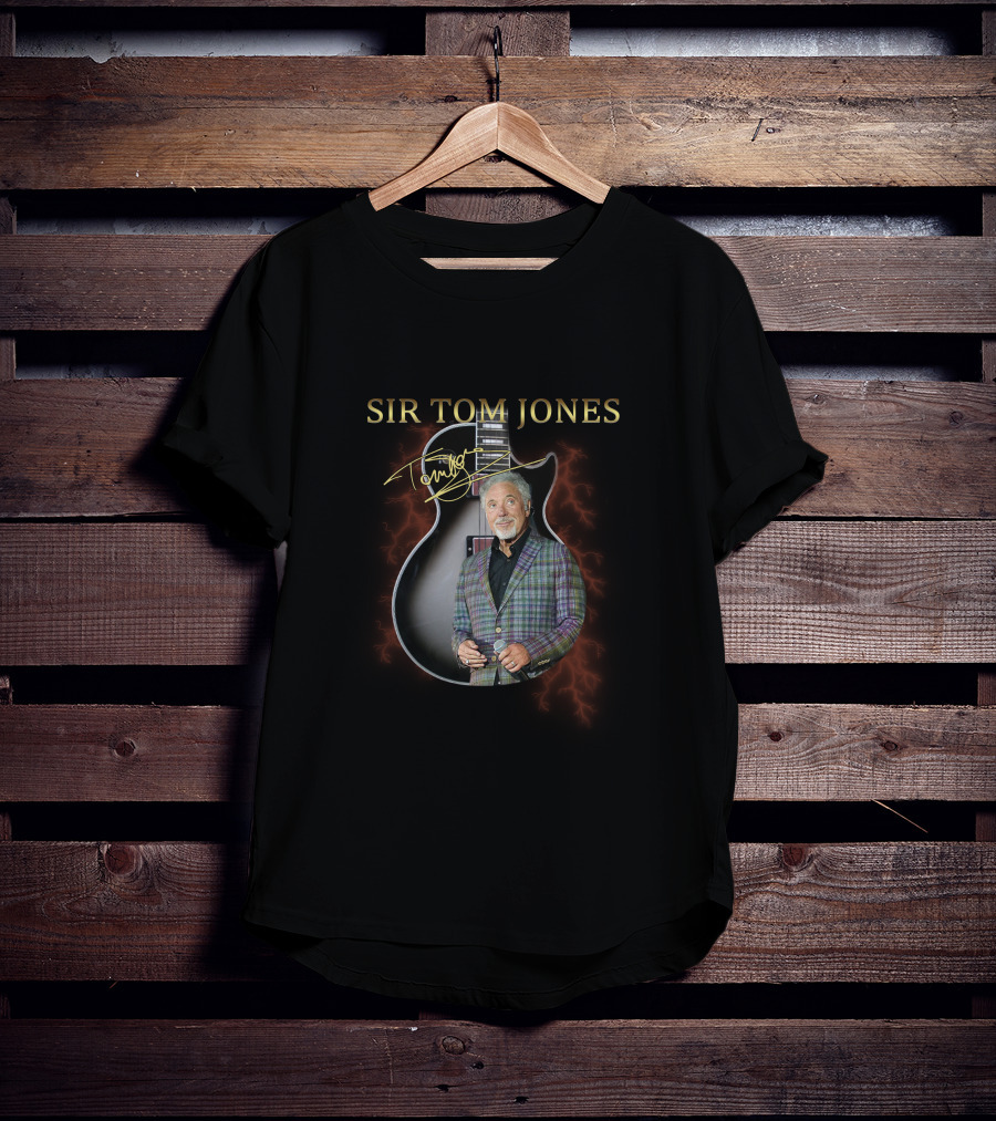 Sir Tom Jones Guitar With Legendary And Iconic Plaid Jacket T-Shirt