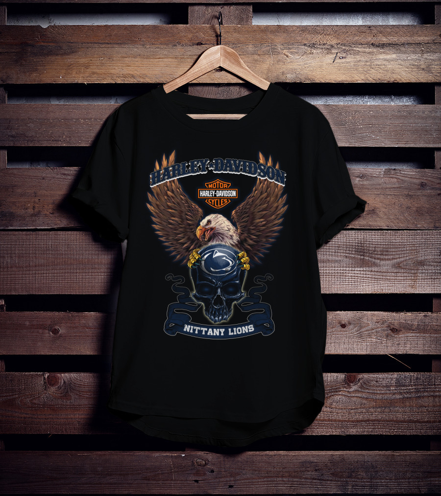 Harley Davidson Eagle Nittany Lions Penn State Motor Cycles T-Shirt