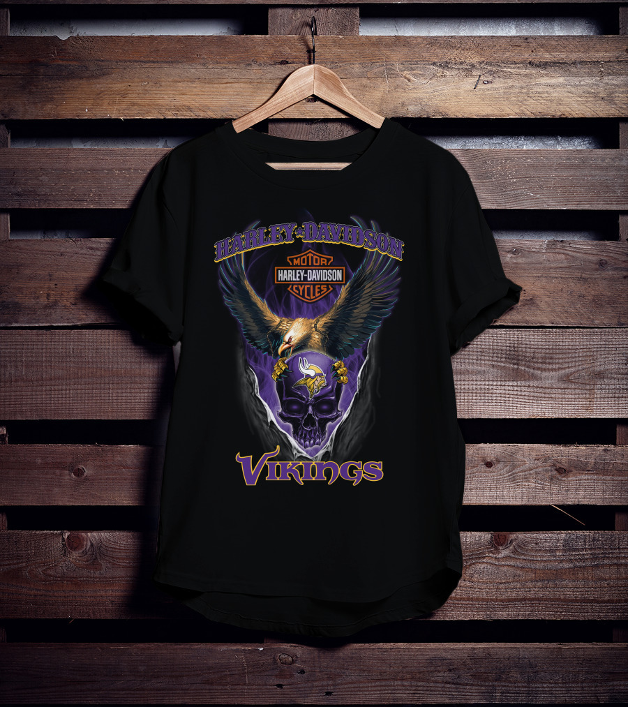 Harley Davidson Motor Cycles Vikings Minnesota T-Shirt
