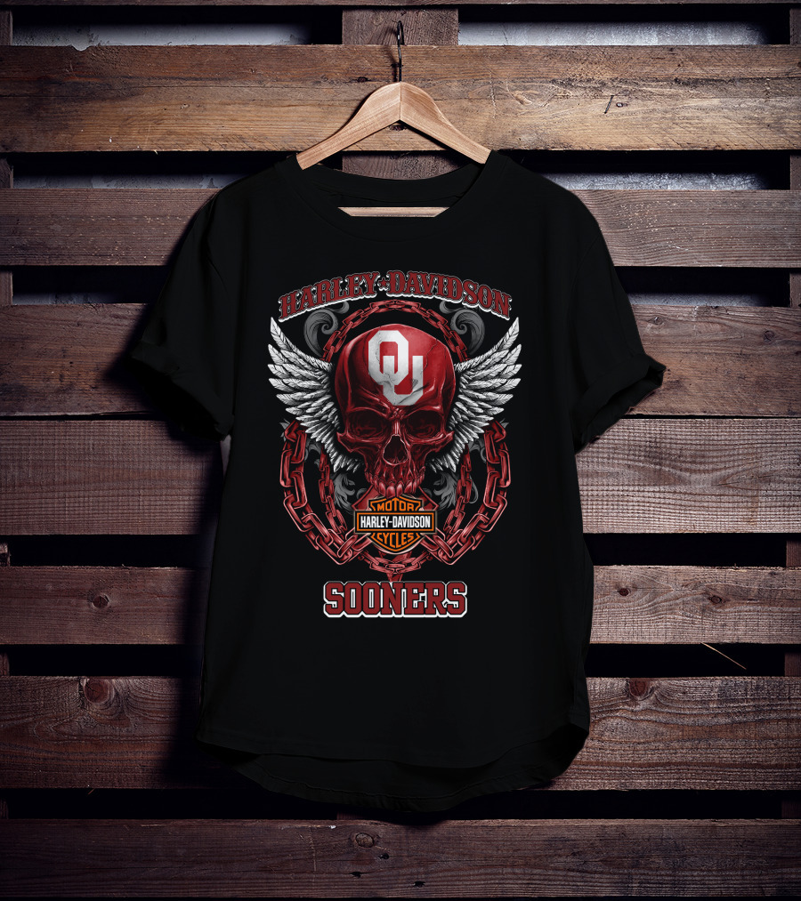 Harley Davidson Oklahoma Sooners Skull And Chains T-Shirt