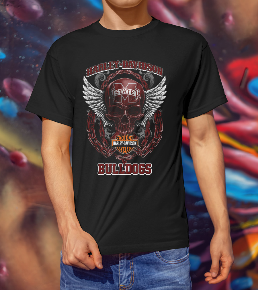 Harley Davidson Mississippi State Bulldogs Motor Cycles T-Shirt