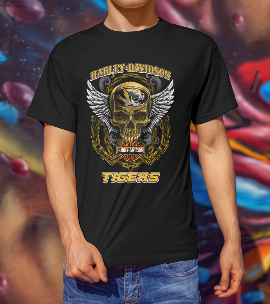 Harley Davidson Motor Cycles Tigers Missouri Tigers T-Shirt