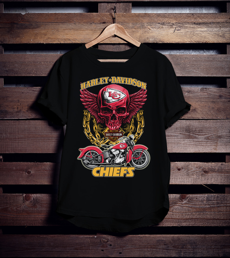 Harley Davidson Kansas City Chiefs Nfl Motorcycle Skull Chiefs T-Shirt
