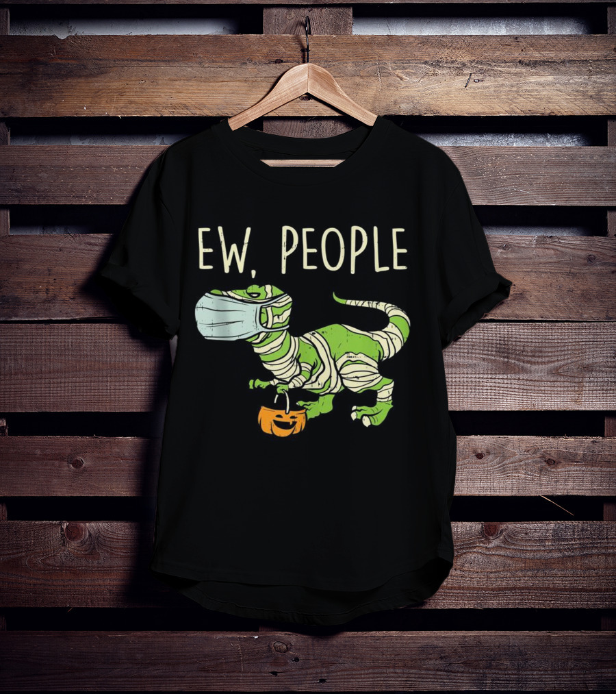 Ew People Halloween Dinosaur Mummy With Pumpkin T-Shirt