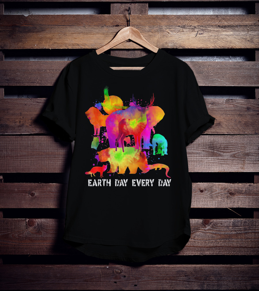 Earth Day Every Day Colorful Animal T-Shirt