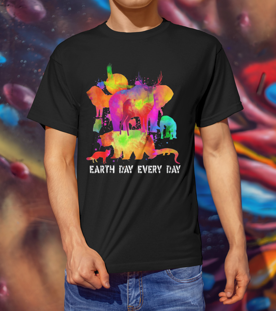 Earth Day Every Day Colorful Animal T-Shirt