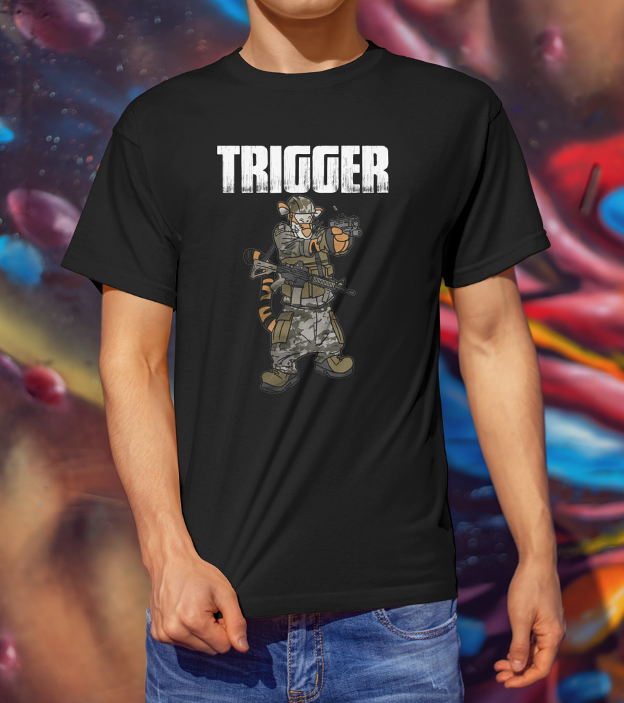 Tactical Trigger Tiger In Military Gear T-Shirt