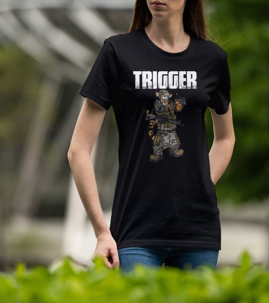 Tactical Trigger Tiger In Military Gear T-Shirt