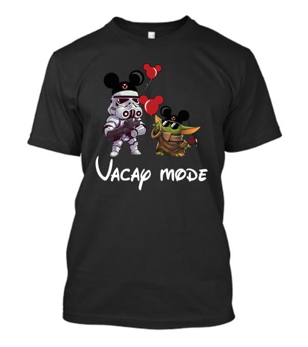 Star Wars Baby Yoda Vacay Mode Stormtrooper Mickey Ears Balloons T-Shirt