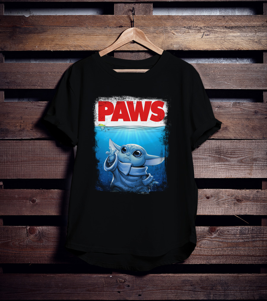 PAWS Yoda Parody Jaws Style Baby Yoda T-Shirt