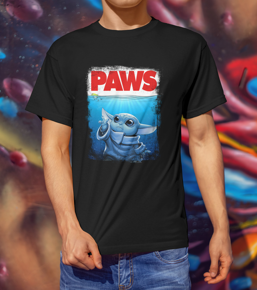 PAWS Yoda Parody Jaws Style Baby Yoda T-Shirt