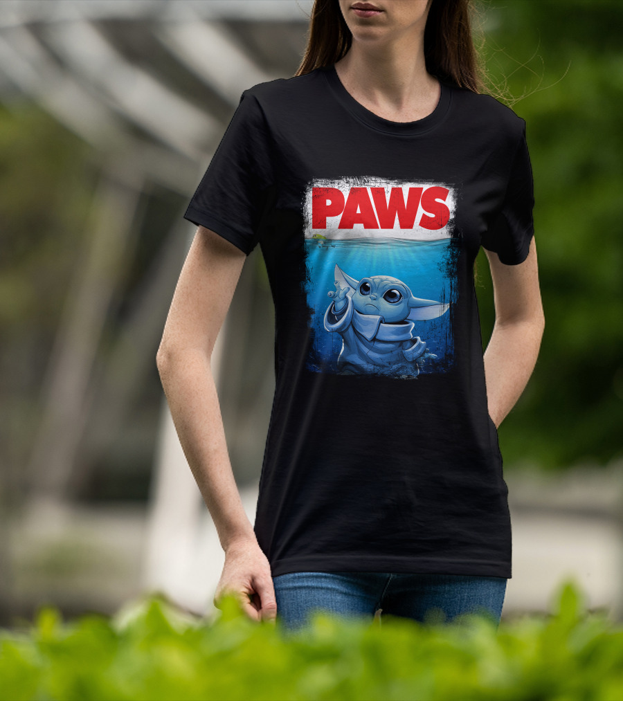 PAWS Yoda Parody Jaws Style Baby Yoda T-Shirt