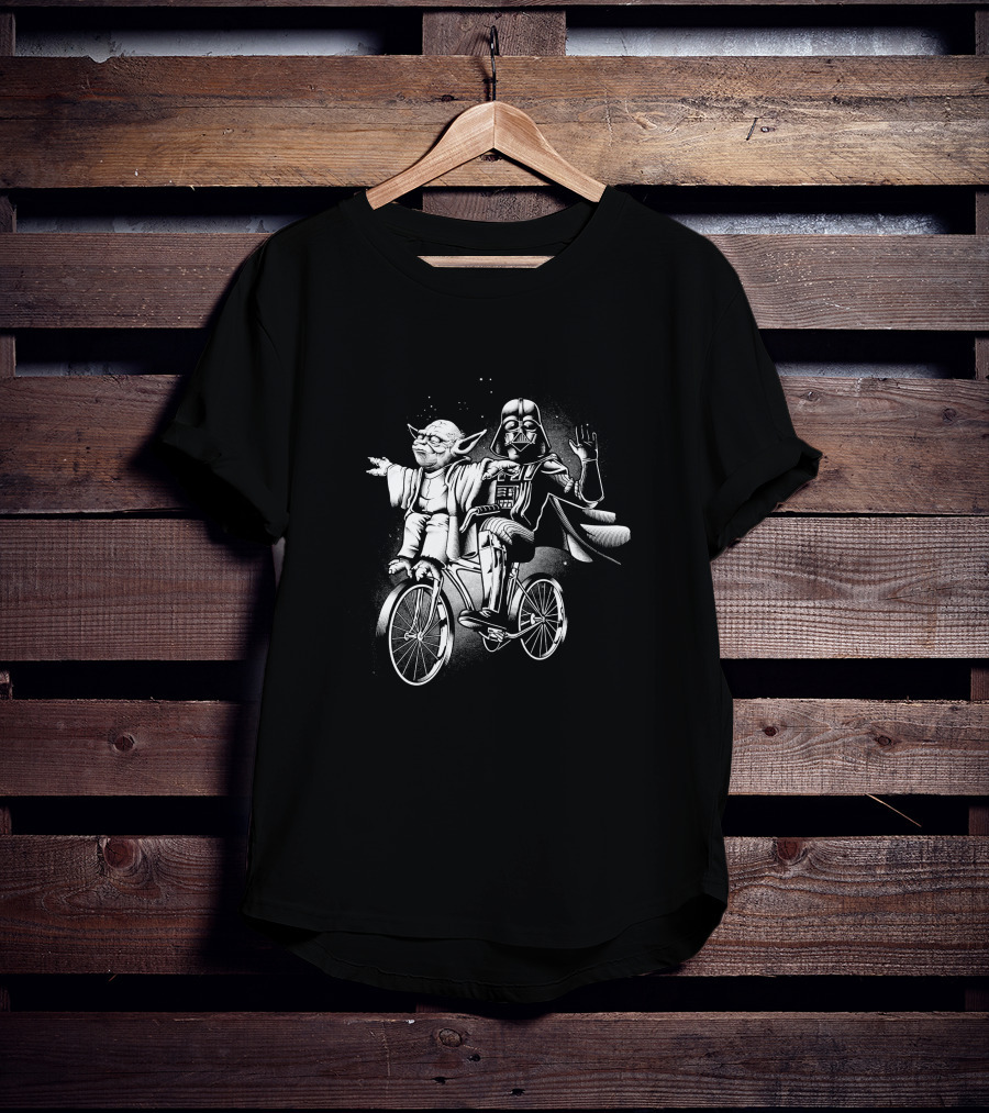 Yoda Darth Vader Riding Bicycle T-Shirt