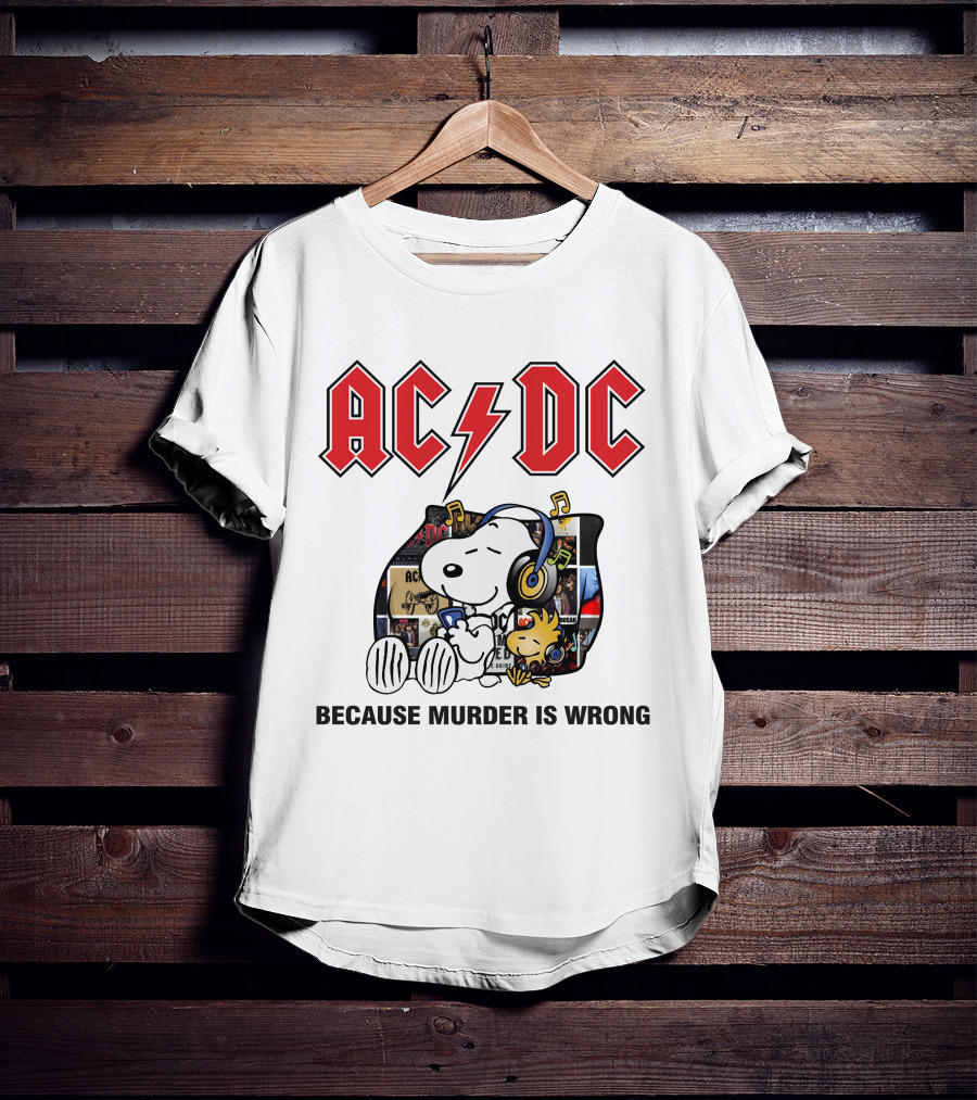 AC DC Snoopy Woodstock Because Murder Is Wrong T-Shirt