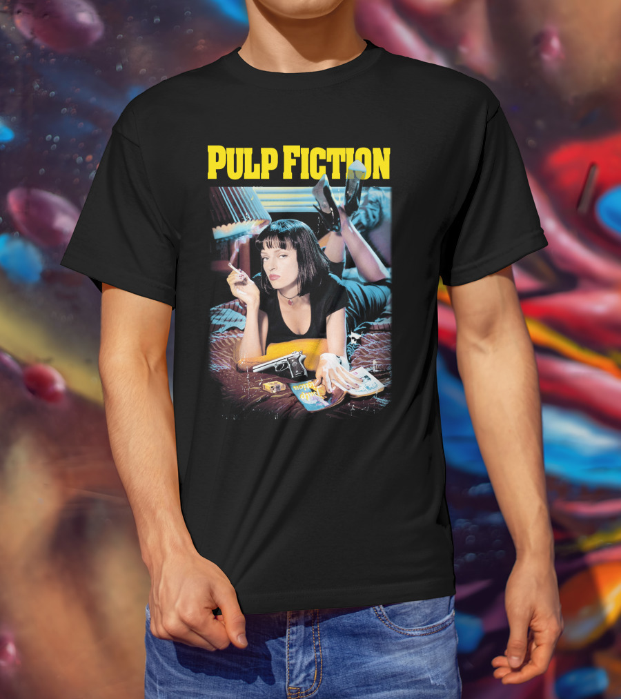 Pulp Fiction Mia Wallace Smoking Gun And Magazine T-Shirt